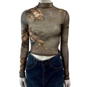 Urban Outfitters Renaissance Cherub Mesh Top